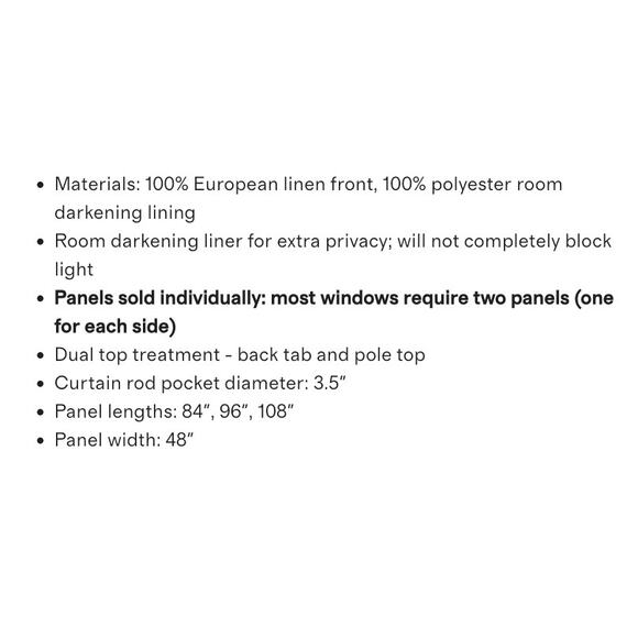 QUINCE European Linen Room Darkening Curtain Panel Cream Neutral NWOT - Picture 4 of 4